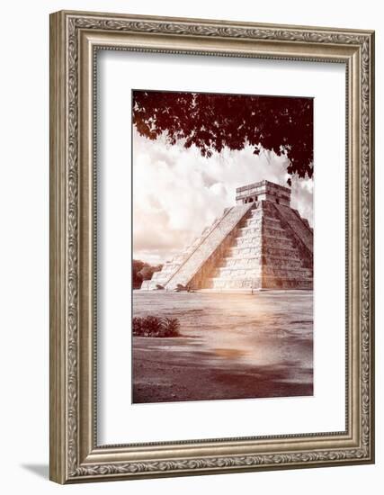 ¡Viva Mexico! B&W Collection - El Castillo Pyramid in Chichen Itza IX-Philippe Hugonnard-Framed Photographic Print