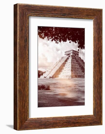 ¡Viva Mexico! B&W Collection - El Castillo Pyramid in Chichen Itza IX-Philippe Hugonnard-Framed Photographic Print