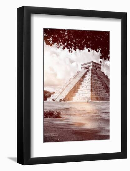 ¡Viva Mexico! B&W Collection - El Castillo Pyramid in Chichen Itza IX-Philippe Hugonnard-Framed Photographic Print