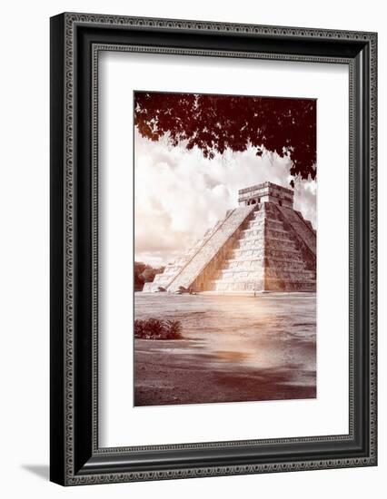 ¡Viva Mexico! B&W Collection - El Castillo Pyramid in Chichen Itza IX-Philippe Hugonnard-Framed Photographic Print