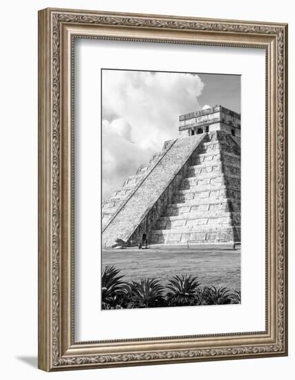 ¡Viva Mexico! B&W Collection - El Castillo Pyramid in Chichen Itza V-Philippe Hugonnard-Framed Photographic Print