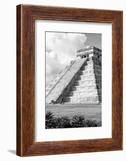 ¡Viva Mexico! B&W Collection - El Castillo Pyramid in Chichen Itza V-Philippe Hugonnard-Framed Photographic Print