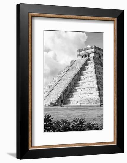 ¡Viva Mexico! B&W Collection - El Castillo Pyramid in Chichen Itza V-Philippe Hugonnard-Framed Photographic Print