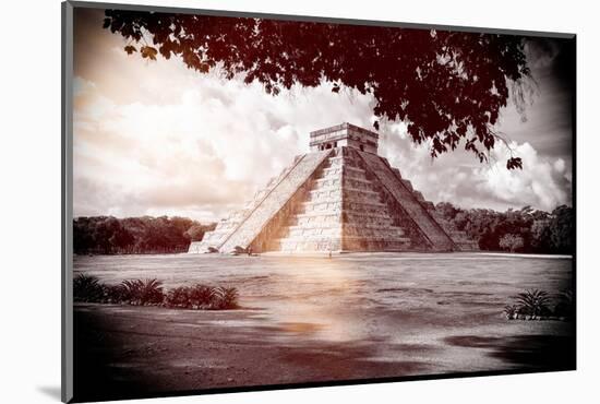 ¡Viva Mexico! B&W Collection - El Castillo Pyramid in Chichen Itza VI-Philippe Hugonnard-Mounted Photographic Print