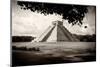 ¡Viva Mexico! B&W Collection - El Castillo Pyramid in Chichen Itza VII-Philippe Hugonnard-Mounted Photographic Print