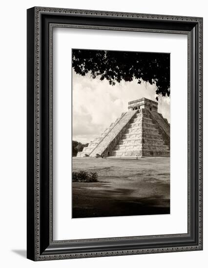 ¡Viva Mexico! B&W Collection - El Castillo Pyramid in Chichen Itza X-Philippe Hugonnard-Framed Photographic Print