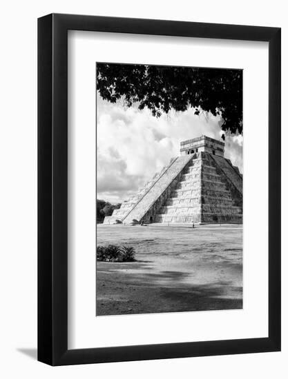 ¡Viva Mexico! B&W Collection - El Castillo Pyramid in Chichen Itza XI-Philippe Hugonnard-Framed Photographic Print