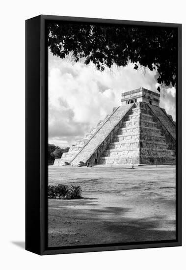 ¡Viva Mexico! B&W Collection - El Castillo Pyramid in Chichen Itza XI-Philippe Hugonnard-Framed Premier Image Canvas