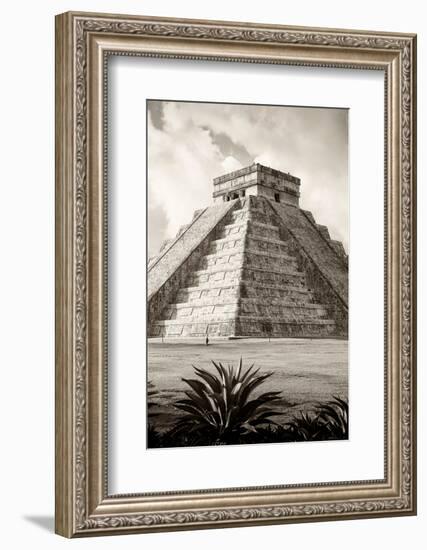 ?Viva Mexico! B&W Collection - El Castillo Pyramid IV - Chichen Itza-Philippe Hugonnard-Framed Photographic Print