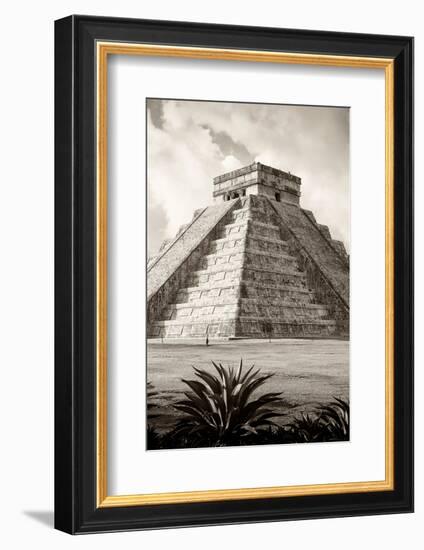 ?Viva Mexico! B&W Collection - El Castillo Pyramid IV - Chichen Itza-Philippe Hugonnard-Framed Photographic Print