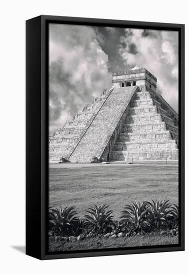 ¡Viva Mexico! B&W Collection - El Castillo Pyramid IX - Chichen Itza-Philippe Hugonnard-Framed Premier Image Canvas