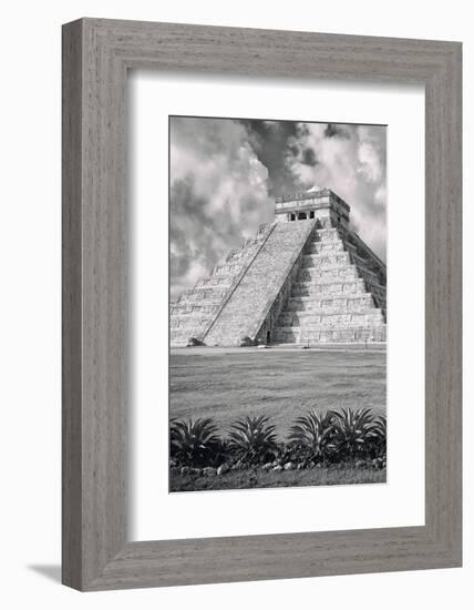 ¡Viva Mexico! B&W Collection - El Castillo Pyramid IX - Chichen Itza-Philippe Hugonnard-Framed Photographic Print