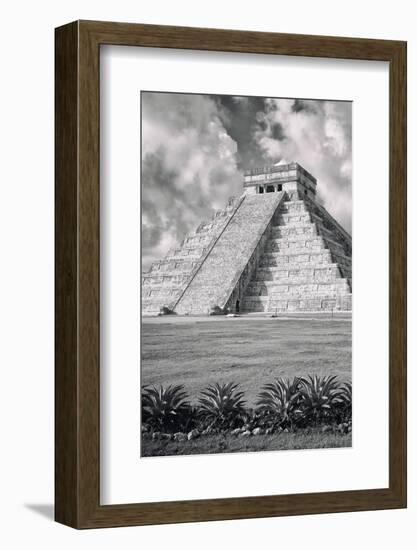 ¡Viva Mexico! B&W Collection - El Castillo Pyramid IX - Chichen Itza-Philippe Hugonnard-Framed Photographic Print