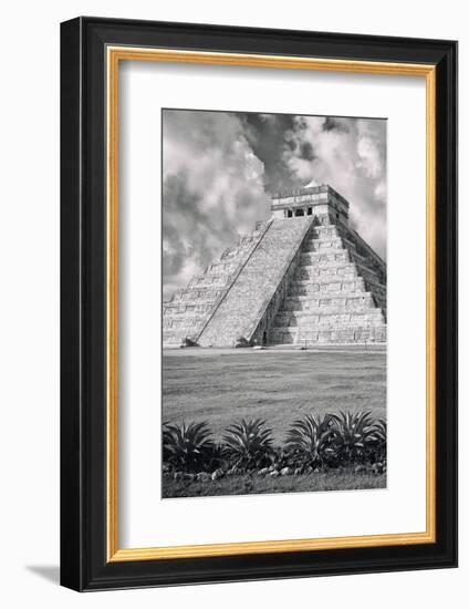 ¡Viva Mexico! B&W Collection - El Castillo Pyramid IX - Chichen Itza-Philippe Hugonnard-Framed Photographic Print