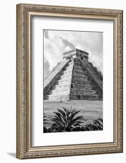 ¡Viva Mexico! B&W Collection - El Castillo Pyramid V - Chichen Itza-Philippe Hugonnard-Framed Photographic Print