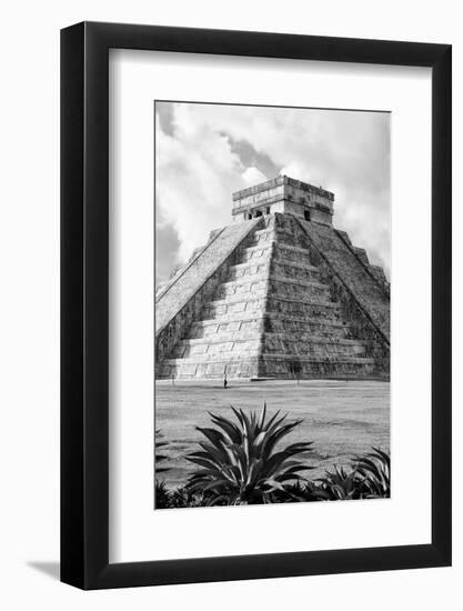 ¡Viva Mexico! B&W Collection - El Castillo Pyramid V - Chichen Itza-Philippe Hugonnard-Framed Photographic Print