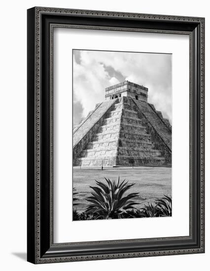 ¡Viva Mexico! B&W Collection - El Castillo Pyramid V - Chichen Itza-Philippe Hugonnard-Framed Photographic Print