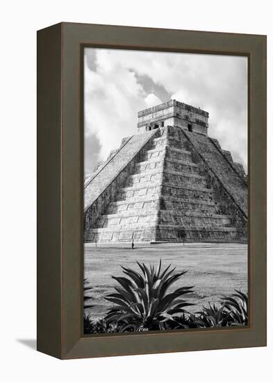 ¡Viva Mexico! B&W Collection - El Castillo Pyramid V - Chichen Itza-Philippe Hugonnard-Framed Premier Image Canvas
