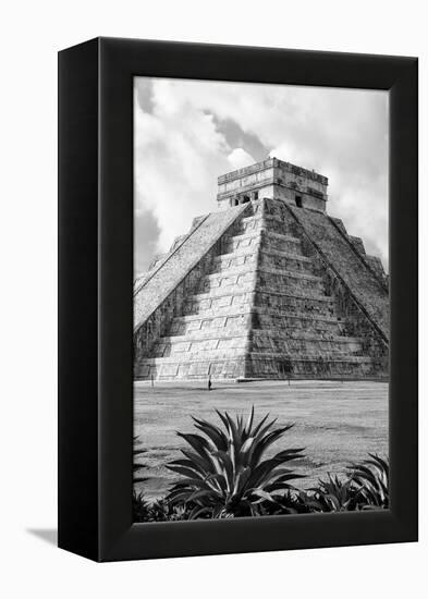 ¡Viva Mexico! B&W Collection - El Castillo Pyramid V - Chichen Itza-Philippe Hugonnard-Framed Premier Image Canvas