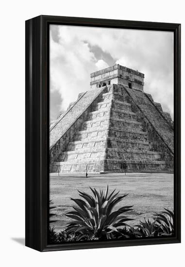 ¡Viva Mexico! B&W Collection - El Castillo Pyramid V - Chichen Itza-Philippe Hugonnard-Framed Premier Image Canvas