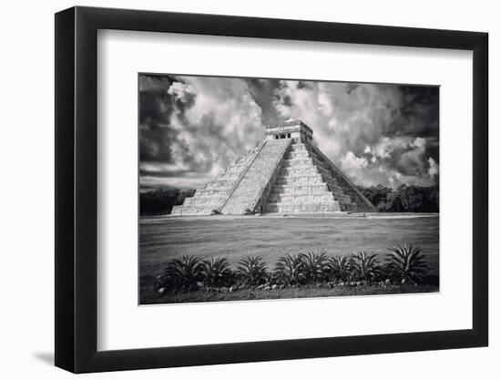 ¡Viva Mexico! B&W Collection - El Castillo Pyramid VI - Chichen Itza-Philippe Hugonnard-Framed Photographic Print