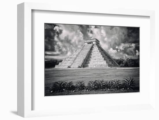 ¡Viva Mexico! B&W Collection - El Castillo Pyramid VI - Chichen Itza-Philippe Hugonnard-Framed Photographic Print