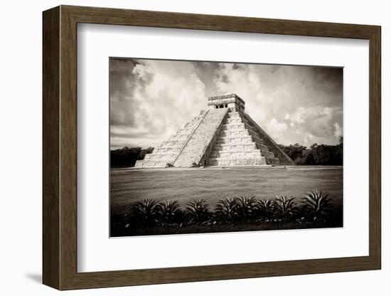 ¡Viva Mexico! B&W Collection - El Castillo Pyramid VII - Chichen Itza-Philippe Hugonnard-Framed Photographic Print