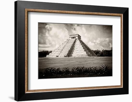 ¡Viva Mexico! B&W Collection - El Castillo Pyramid VII - Chichen Itza-Philippe Hugonnard-Framed Photographic Print