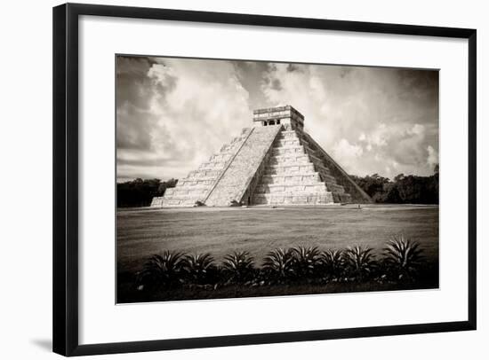 ¡Viva Mexico! B&W Collection - El Castillo Pyramid VII - Chichen Itza-Philippe Hugonnard-Framed Photographic Print