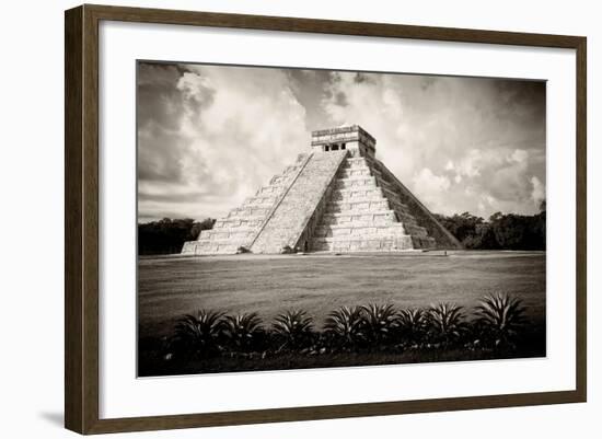 ¡Viva Mexico! B&W Collection - El Castillo Pyramid VII - Chichen Itza-Philippe Hugonnard-Framed Photographic Print