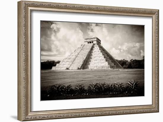 ¡Viva Mexico! B&W Collection - El Castillo Pyramid VII - Chichen Itza-Philippe Hugonnard-Framed Photographic Print