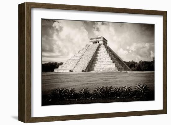 ¡Viva Mexico! B&W Collection - El Castillo Pyramid VII - Chichen Itza-Philippe Hugonnard-Framed Photographic Print