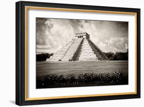 ¡Viva Mexico! B&W Collection - El Castillo Pyramid VII - Chichen Itza-Philippe Hugonnard-Framed Photographic Print