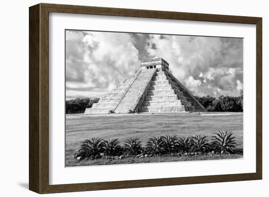 ¡Viva Mexico! B&W Collection - El Castillo Pyramid VIII - Chichen Itza-Philippe Hugonnard-Framed Photographic Print