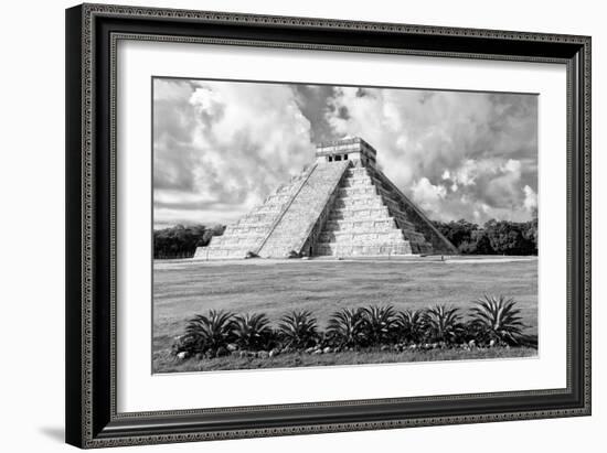 ¡Viva Mexico! B&W Collection - El Castillo Pyramid VIII - Chichen Itza-Philippe Hugonnard-Framed Photographic Print