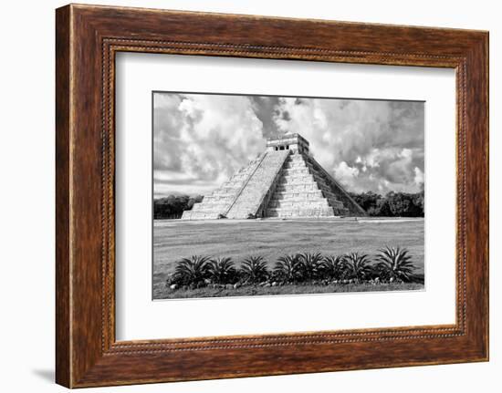 ¡Viva Mexico! B&W Collection - El Castillo Pyramid VIII - Chichen Itza-Philippe Hugonnard-Framed Photographic Print