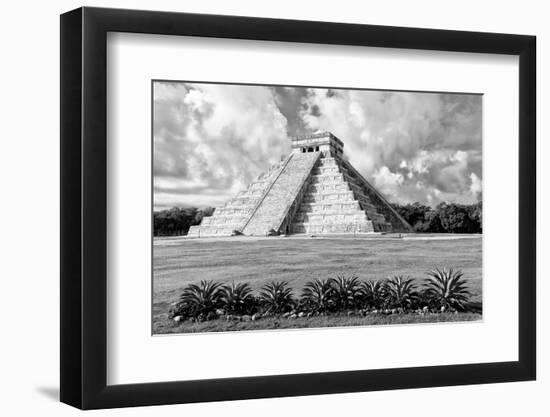 ¡Viva Mexico! B&W Collection - El Castillo Pyramid VIII - Chichen Itza-Philippe Hugonnard-Framed Photographic Print