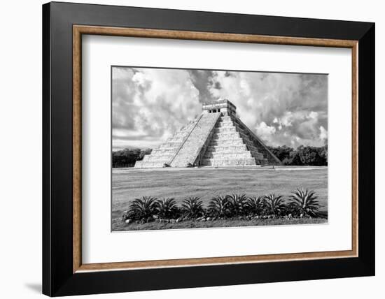 ¡Viva Mexico! B&W Collection - El Castillo Pyramid VIII - Chichen Itza-Philippe Hugonnard-Framed Photographic Print