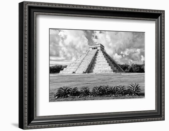 ¡Viva Mexico! B&W Collection - El Castillo Pyramid VIII - Chichen Itza-Philippe Hugonnard-Framed Photographic Print