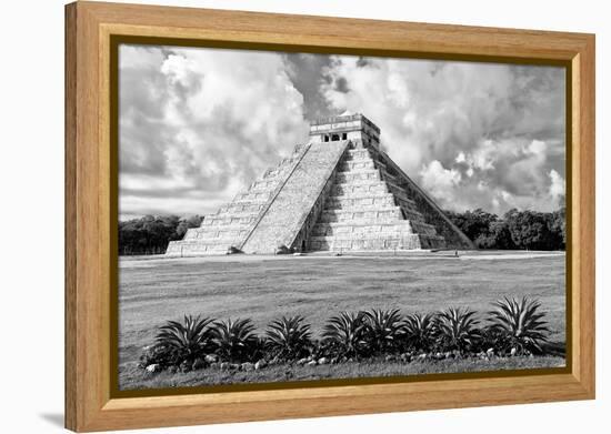 ¡Viva Mexico! B&W Collection - El Castillo Pyramid VIII - Chichen Itza-Philippe Hugonnard-Framed Premier Image Canvas