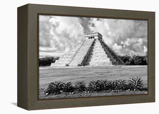 ¡Viva Mexico! B&W Collection - El Castillo Pyramid VIII - Chichen Itza-Philippe Hugonnard-Framed Premier Image Canvas