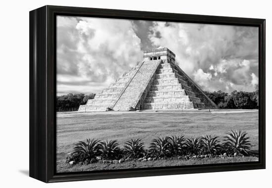 ¡Viva Mexico! B&W Collection - El Castillo Pyramid VIII - Chichen Itza-Philippe Hugonnard-Framed Premier Image Canvas
