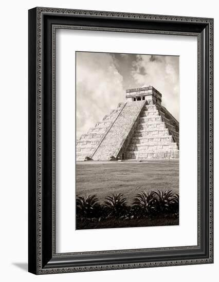 ¡Viva Mexico! B&W Collection - El Castillo Pyramid X - Chichen Itza-Philippe Hugonnard-Framed Photographic Print