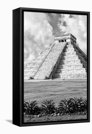 ¡Viva Mexico! B&W Collection - El Castillo Pyramid XI - Chichen Itza-Philippe Hugonnard-Framed Premier Image Canvas