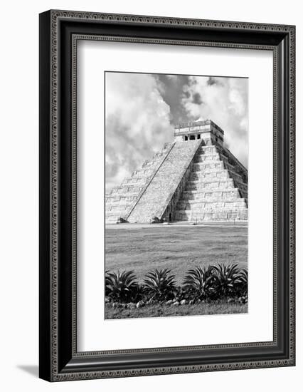 ¡Viva Mexico! B&W Collection - El Castillo Pyramid XI - Chichen Itza-Philippe Hugonnard-Framed Photographic Print