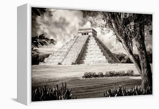 ¡Viva Mexico! B&W Collection - El Castillo Pyramid XII - Chichen Itza-Philippe Hugonnard-Framed Premier Image Canvas