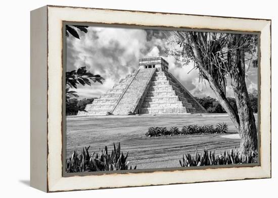 ¡Viva Mexico! B&W Collection - El Castillo Pyramid XIII - Chichen Itza-Philippe Hugonnard-Framed Premier Image Canvas