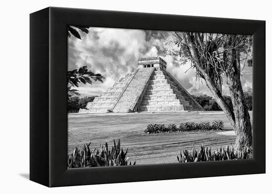 ¡Viva Mexico! B&W Collection - El Castillo Pyramid XIII - Chichen Itza-Philippe Hugonnard-Framed Premier Image Canvas