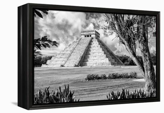 ¡Viva Mexico! B&W Collection - El Castillo Pyramid XIII - Chichen Itza-Philippe Hugonnard-Framed Premier Image Canvas