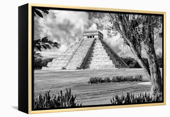 ¡Viva Mexico! B&W Collection - El Castillo Pyramid XIII - Chichen Itza-Philippe Hugonnard-Framed Premier Image Canvas